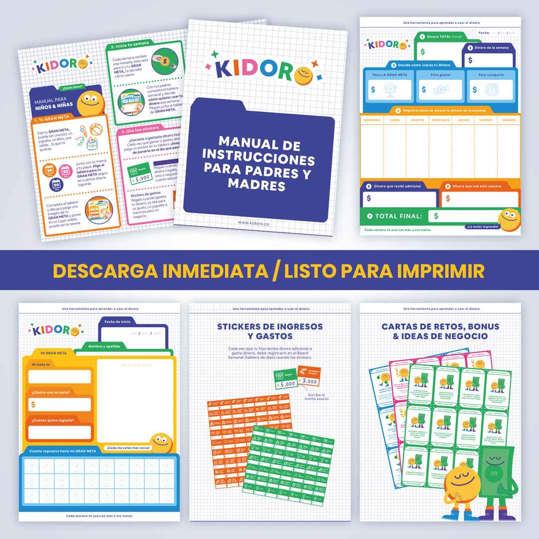 Kit imprimible listo para descargar | Versión para niños de 6 a 10 años | KIDORO